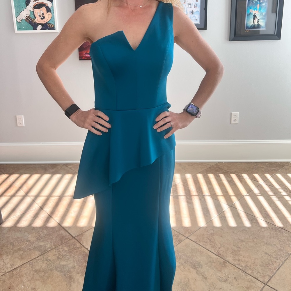 Elegant Teal One-Shoulder Dress